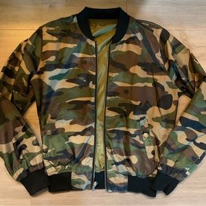 Reversible Army Green / Camo Lightweight Bomber Jacket